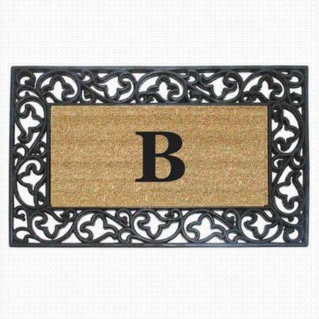 NEDIA HOME Nedia Home 18014B Acanthus Border 22 x 36 In. Rubber-Coir Doormat - Monogrammed B 18014B